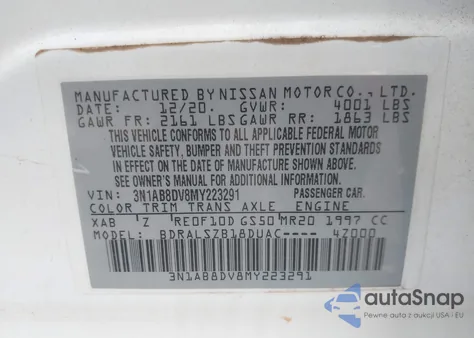2021 Nissan Sentra Sr Xtronic Cvt from USA, damaged, VIN 3N1AB8DV8MY223291